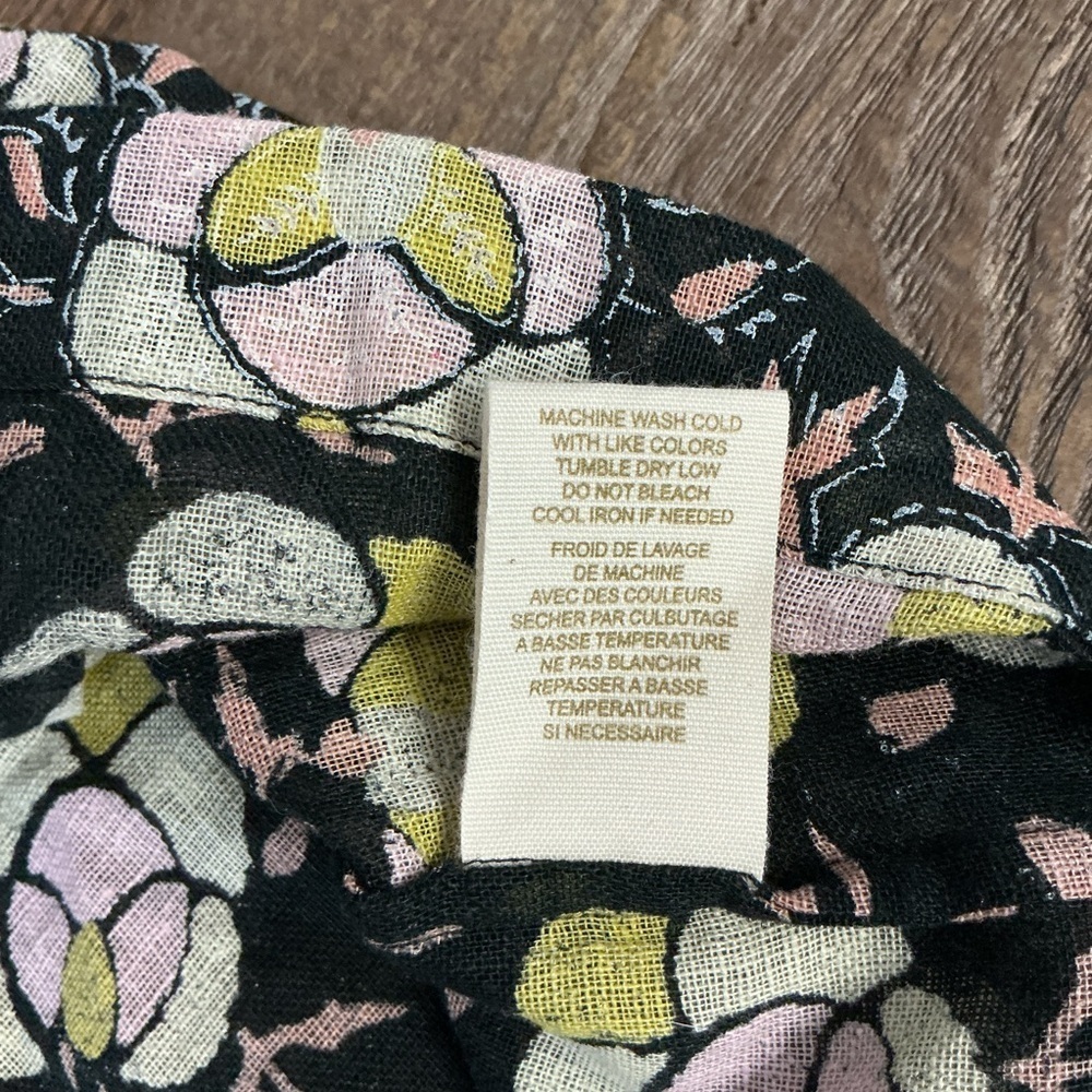 Free People Linen Blend Floral Strapless Halter Babydoll Blouse Top Size 6 - Picture 8 of 9